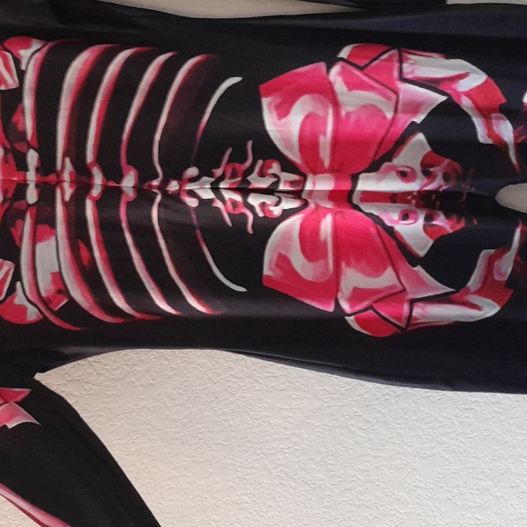 NWOT Skeleton Print Costume Jumpsuit with Pink Accents - Picture 9 of 9